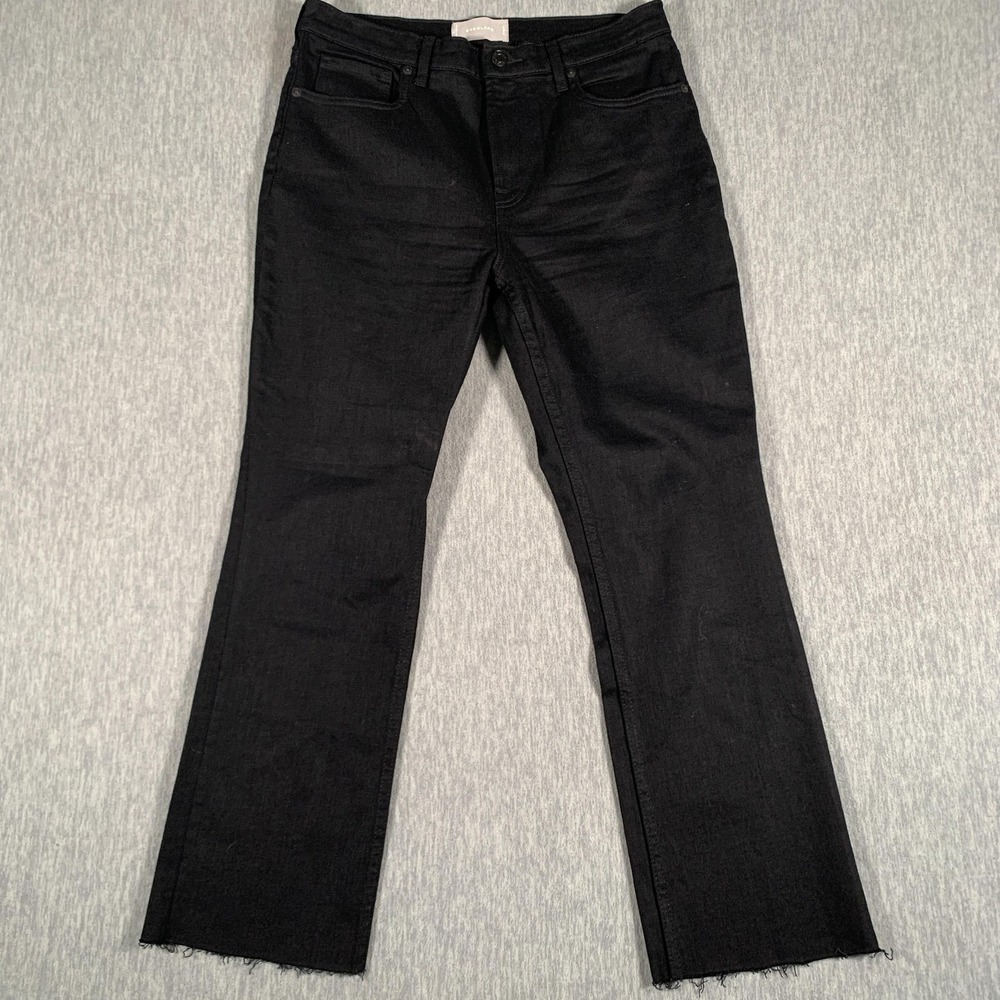 Everlane Jeans Womens 30 Black Mid Rise Straight Leg Raw Hem Denim Stretch